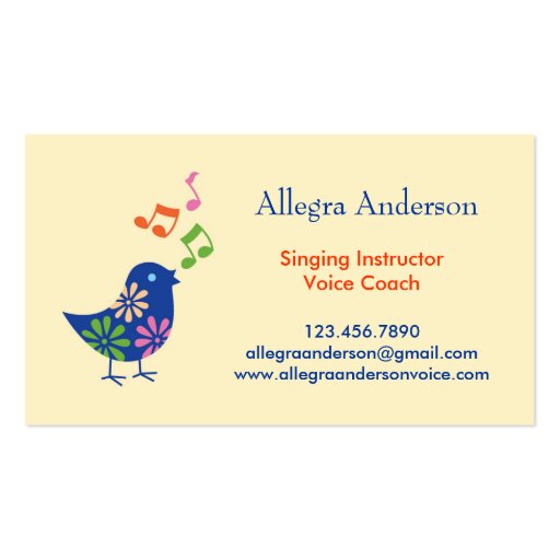 Singing Instructor Business Card (front side)