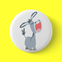 Singing Little Cartoon Donkey Buttonne Badge