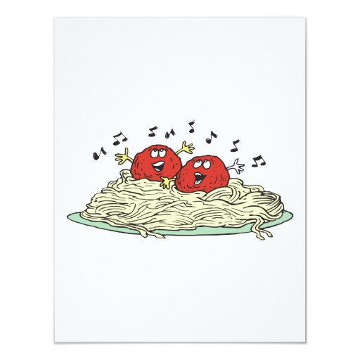 singing meatballs on spaghetti card Zazzle