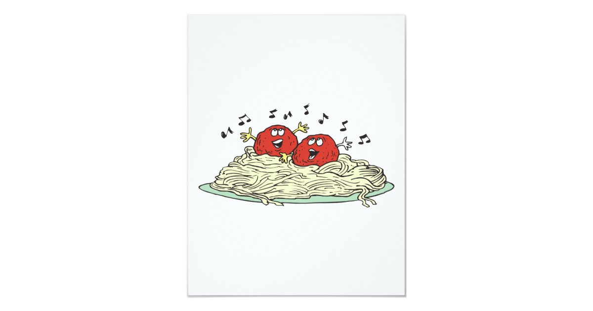 singing meatballs on spaghetti card Zazzle