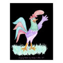 Singing Rooster on Black by Wendy C. Allen posters