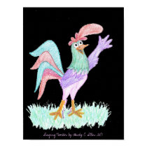 Singing Rooster on Black by Wendy C. Allen posters