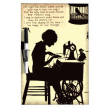 Singing Sewing Lady Vintage Fairy Poem Dry-Erase Board