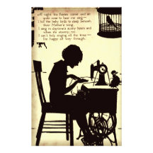 Singing Sewing Lady Vintage Fairy Poem Customized Stationery