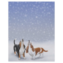 Singing Snow Bassets Letterhead Stationery