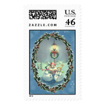 SINGING SNOWMEN & WREATH by SHARON SHARPE postage