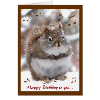 Singing Squirrel Birthday Greeting Card