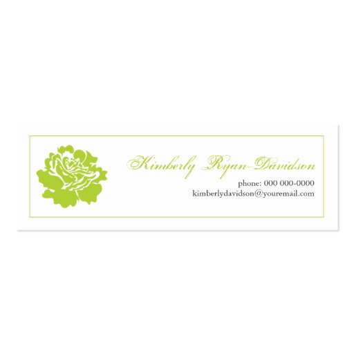 Single Blossom in Lime Business Card (front side)