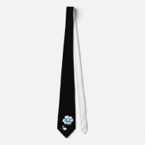 single blue and white flower on black tie by candypie single blue and white flower on black tie