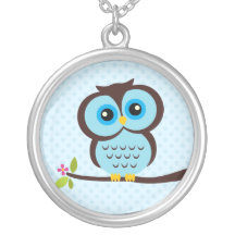 Single Blue Owl Personalized Necklace