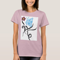 Single butterfly with flower t-shirts by marcya7 Single butterfly with flower t-shirts