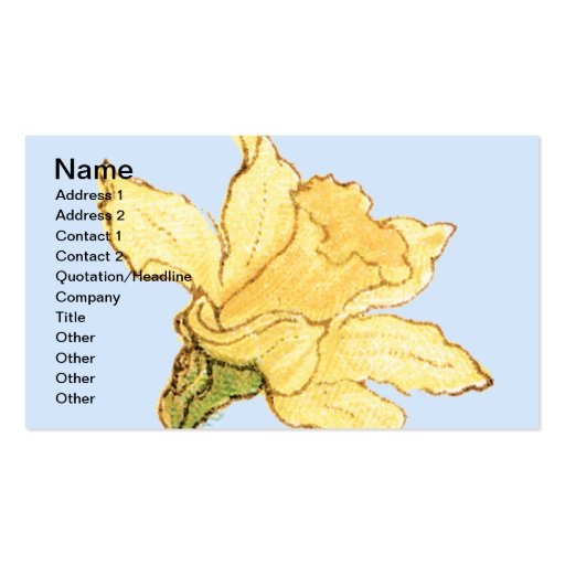 Single Daffodil Illustration by Kate Greenaway Business Card (front side)