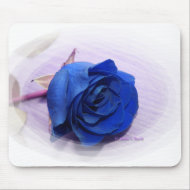 Single Dark Blue Rose, pale background mousepad