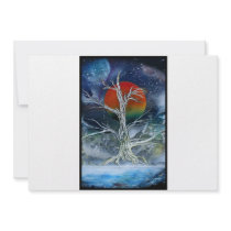 Single Dead Tree Foggy Night Orange Moon Announcement