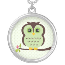 Single Green Owl Necklace