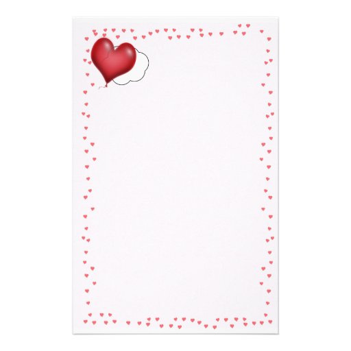 Single Heart Balloon Flying Solo Stationery Paper