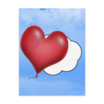 Single Heart Balloon postcard by gravityx9 Single Heart Balloon postcard