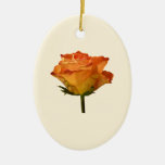 Single Orange Rose Christmas Ornaments