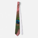 Single Peacock Feather with Pink Custom Ties
