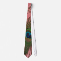 Single Peacock Feather with Pink Custom Ties