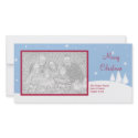 Single photo snowy blue Christmas holiday greeting photocard