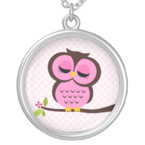 Single Pink Owl Necklaces