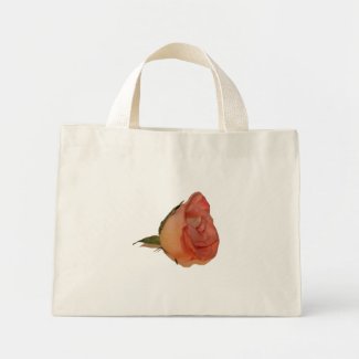 Single pink rose bloom side view cutout picture bag