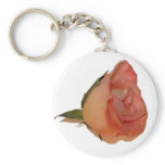 Single pink rose bloom side view cutout picture keychains