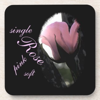 Single Pink Rose Soft Coasters