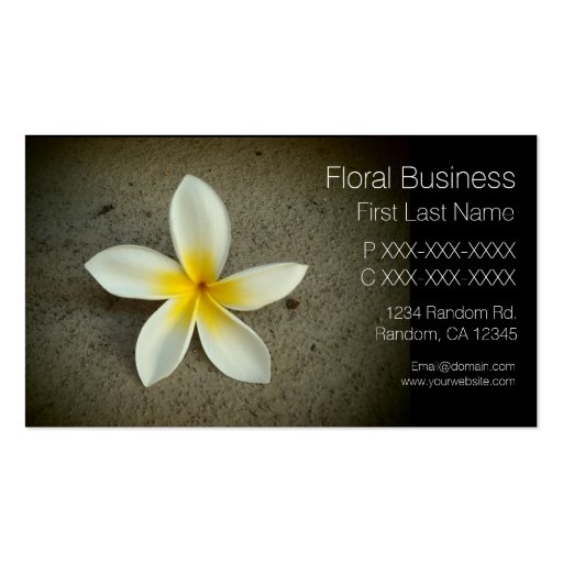 Single plumeria flower custom business cards (front side)
