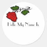 Single Red Flower Kiss Hello My Name Stickers