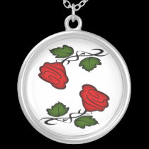 Single Red Flower Kissing Necklace necklaces