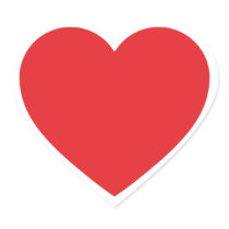 Single Red Heart on a Heart Shaped Sticker