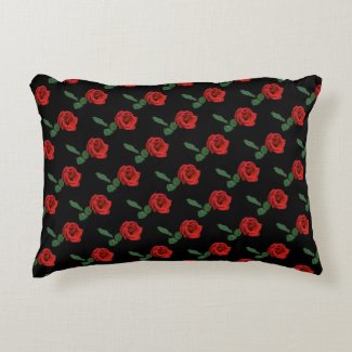 Single Red Rose Accent Pillow