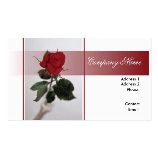 Single Red Rose Business Card (front side)