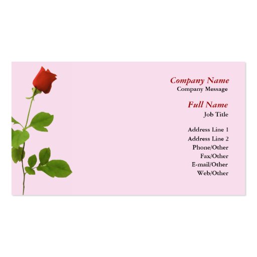 Single Red Rose Business Card Template