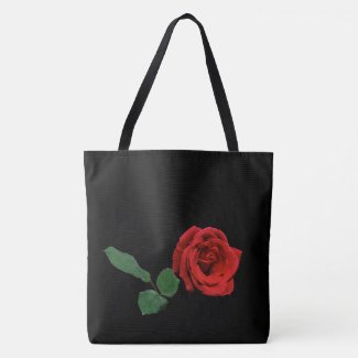 Single Red Rose Garden Flower Floral Tote Bag