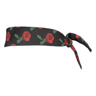 Single Red Rose Garden Flower Tie Headband