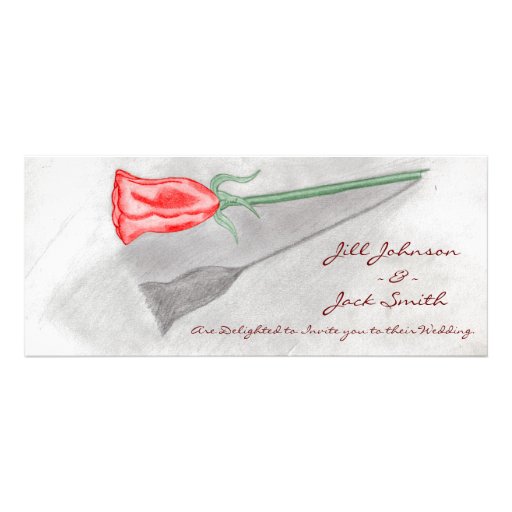 Single Red Rose Personalized Invitation (front side)