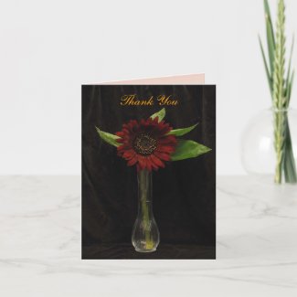 Single Red Sunflower Thank You card
