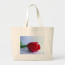 Single Red Tulip Tote Bags