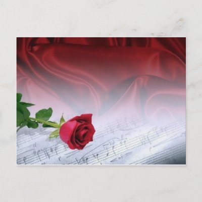 single rose on sheet music - customizable post card