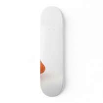 Single Strawberry On White Background Skateboard