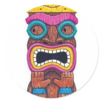 single tiki mask stickers