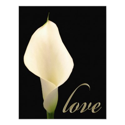 Single white calla lily personalized invites