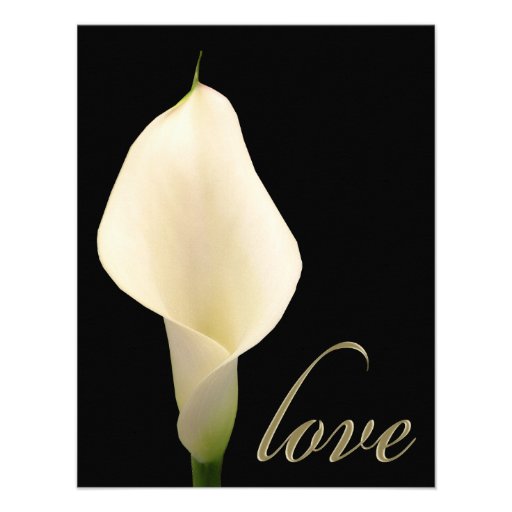 Single white calla lily personalized invites