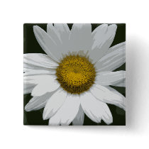 Single White Daisy Pinback Buttons