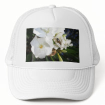 Single White Oleander with Bee 1 hats by LivingNature Single White Oleander with Bee 1 hats