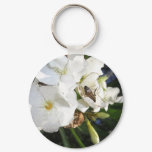 Single White Oleander with Bee 1