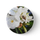 Single White Oleander with Bee 1 Painterly